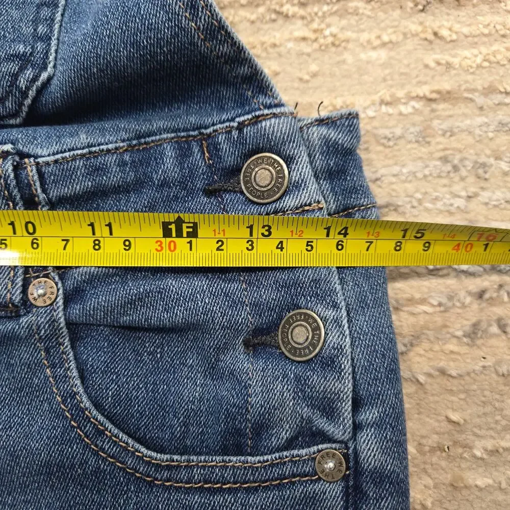 Free People Skinny Denim Jean Overalls‎ Bibs Mid Rise 27 OB824322